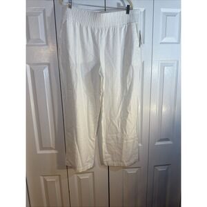 Land 'n Sea Women's White Cropped Wide Leg Linen Blend Pants‎ Size XL - NWT